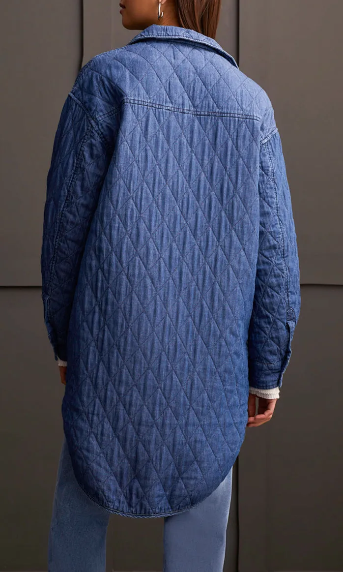 Long Quilted Button Jacket sold by Revolution Boutique product image thumbnail 2