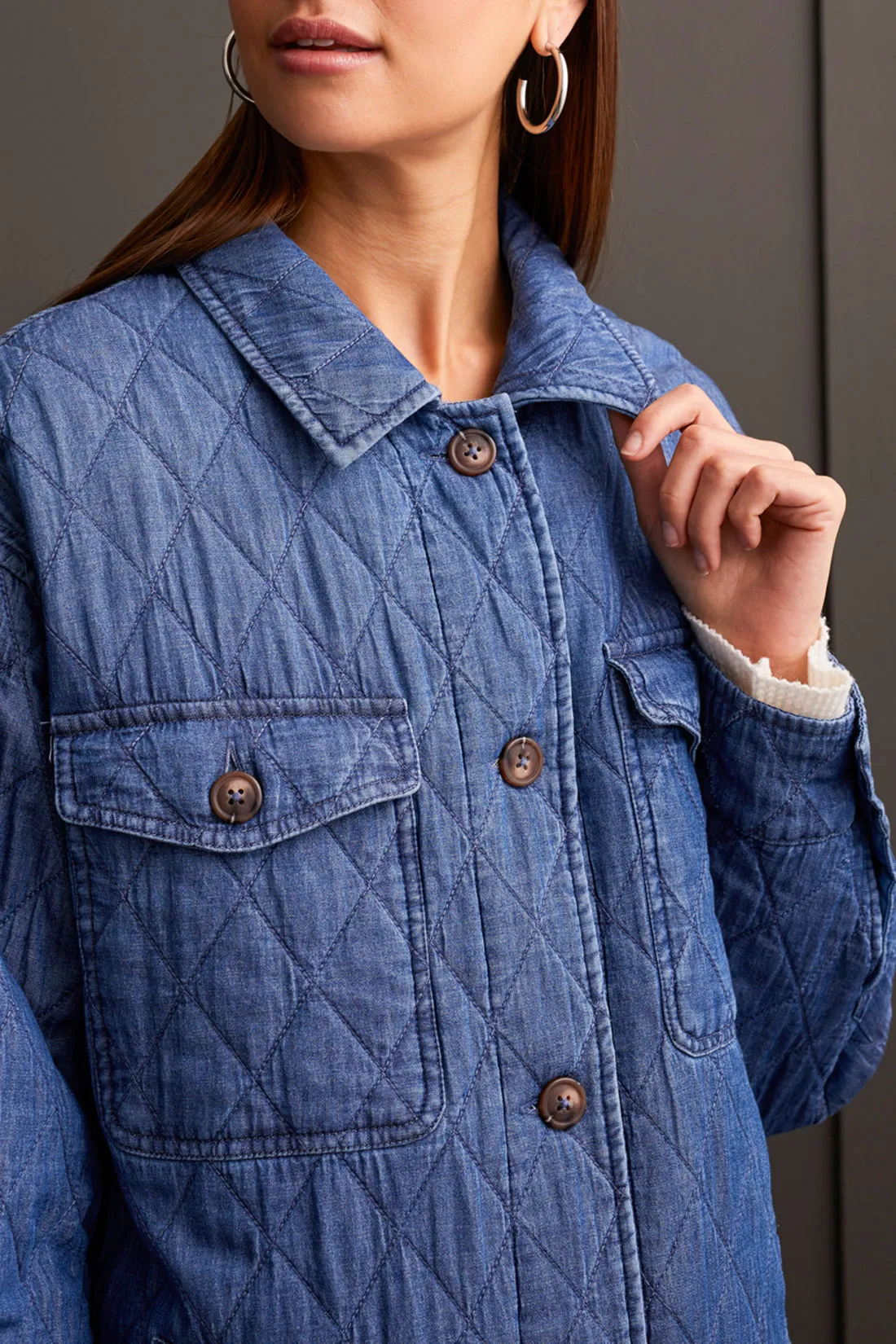 Long Quilted Button Jacket sold by Revolution Boutique product image thumbnail 3