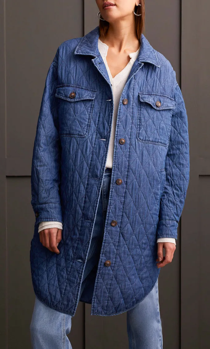 Long Quilted Button Jacket sold by Revolution Boutique
