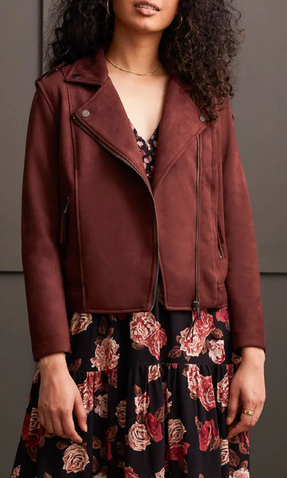 Zip Up Faux Suede Biker Jacket sold by Revolution Boutique