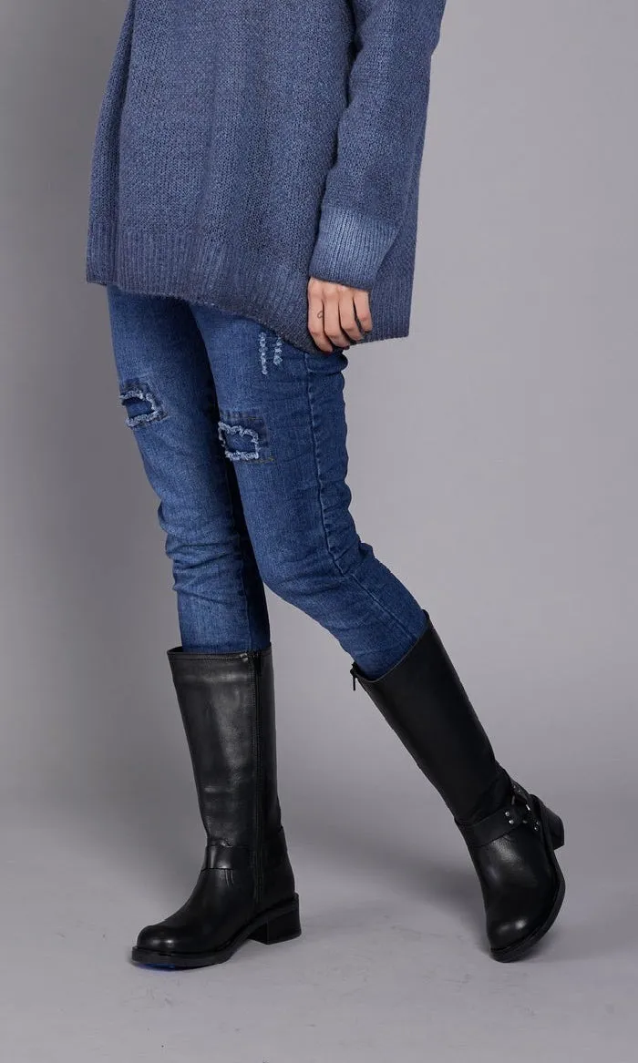 Distressed Denim Jogger Pant sold by Revolution Boutique