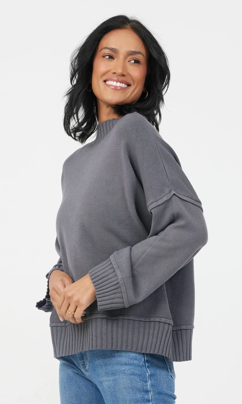 Turtle Neck Rib Detail Sweater sold by Revolution Boutique product image thumbnail 2