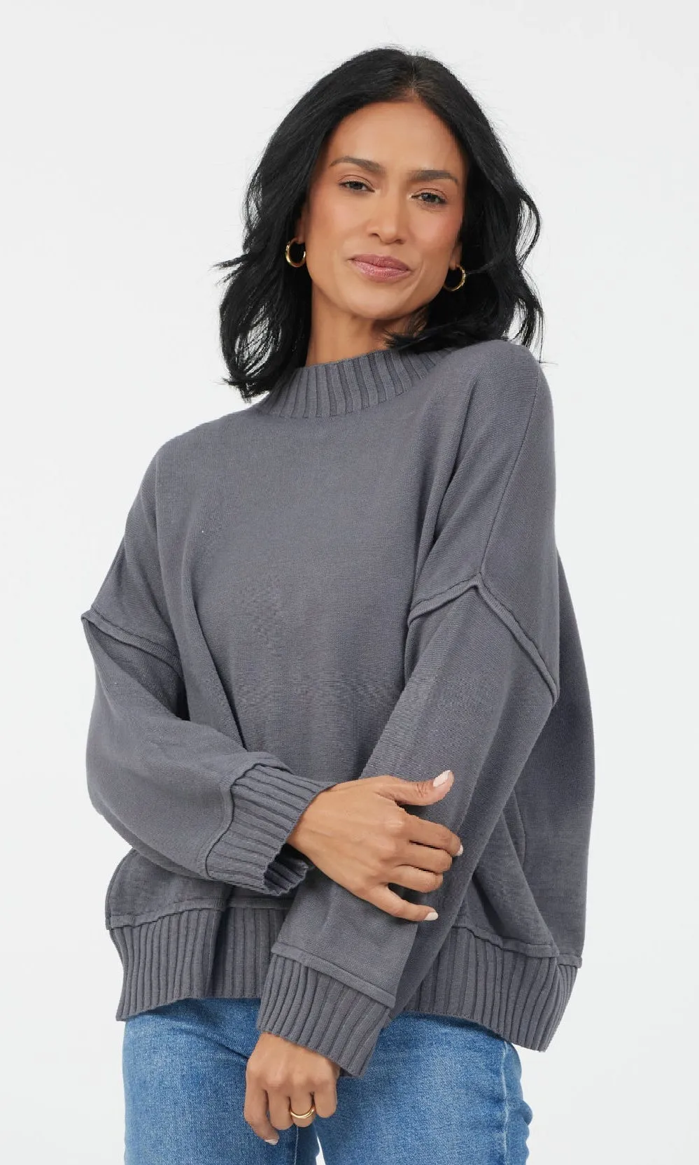 Turtle Neck Rib Detail Sweater sold by Revolution Boutique