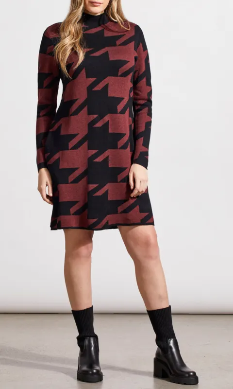 Funnel Neck Houndstooth Dress sold by Revolution Boutique