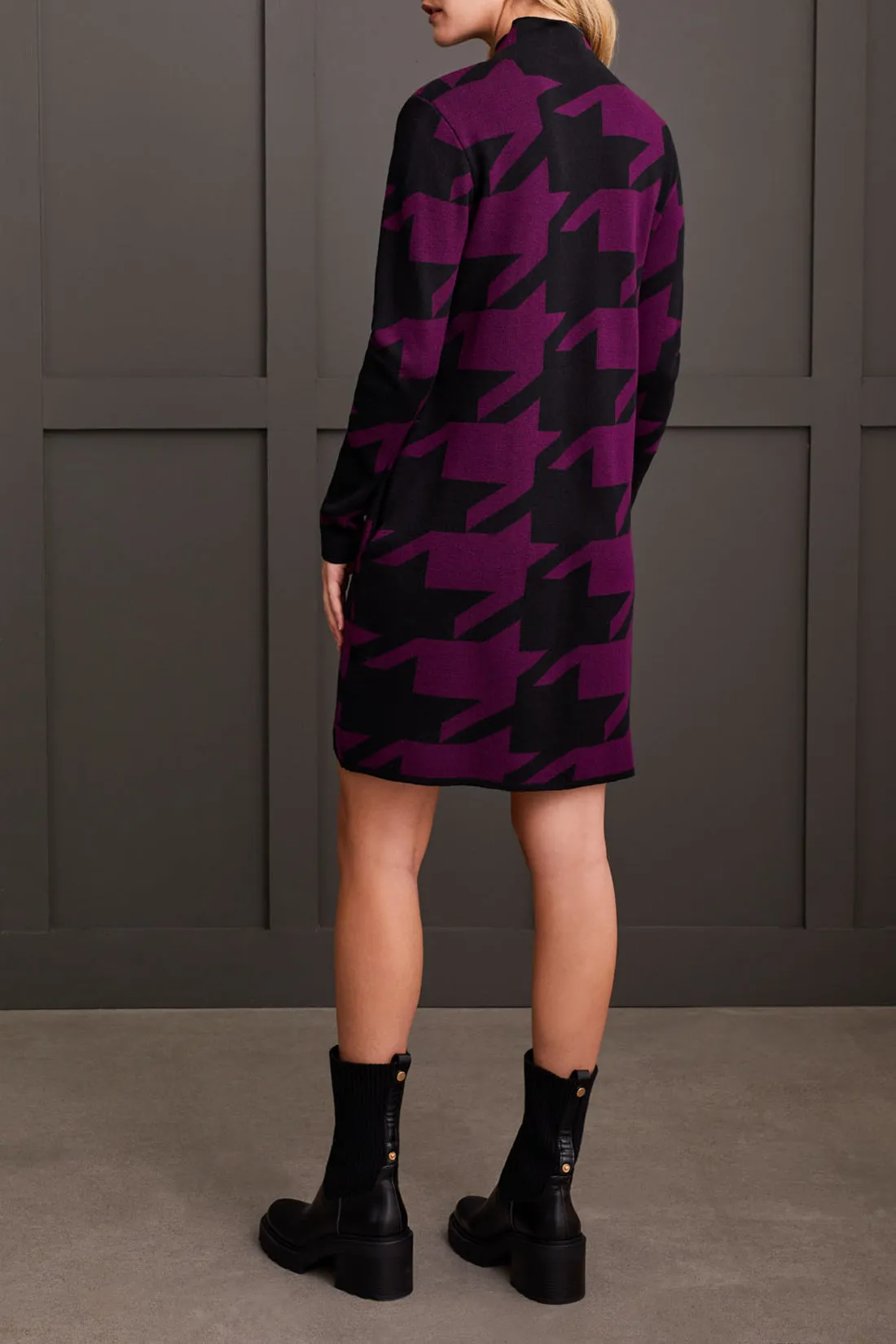 Funnel Neck Houndstooth Dress sold by Revolution Boutique product image thumbnail 4