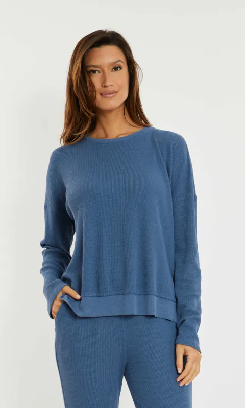 Waffle Knit Crew Neck Boxy Top sold by Revolution Boutique