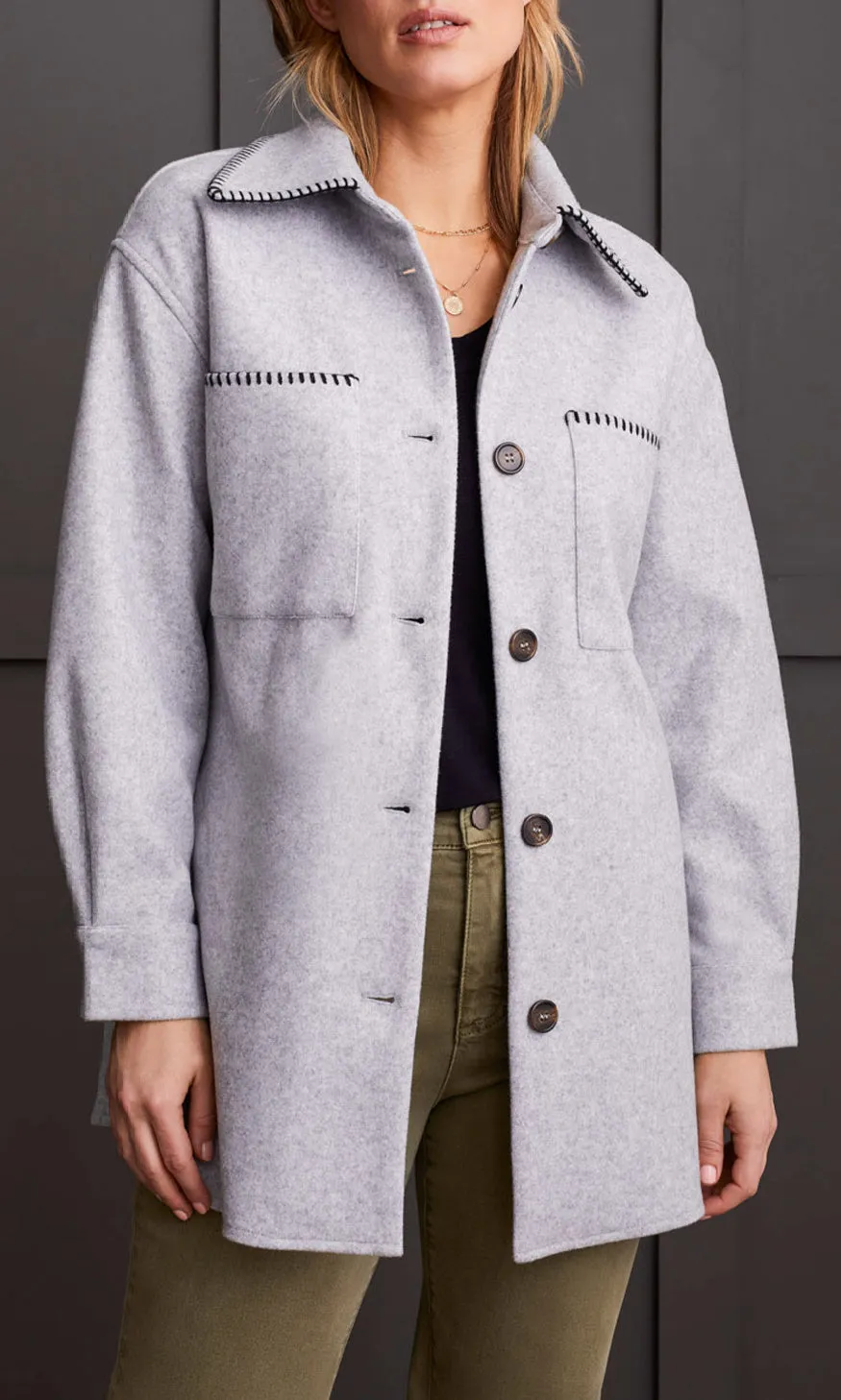 Blanket Stitch Button Up Coat sold by Revolution Boutique