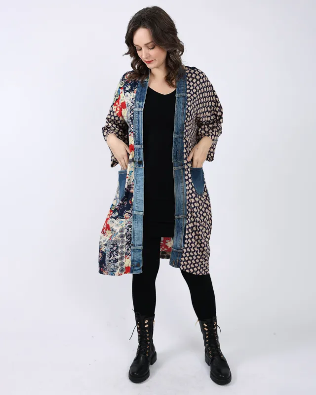 Denim Trim Long Cardigan sold by Revolution Boutique