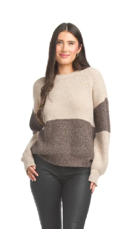 Knit Color Block Crew Neck made by Revolution Boutique