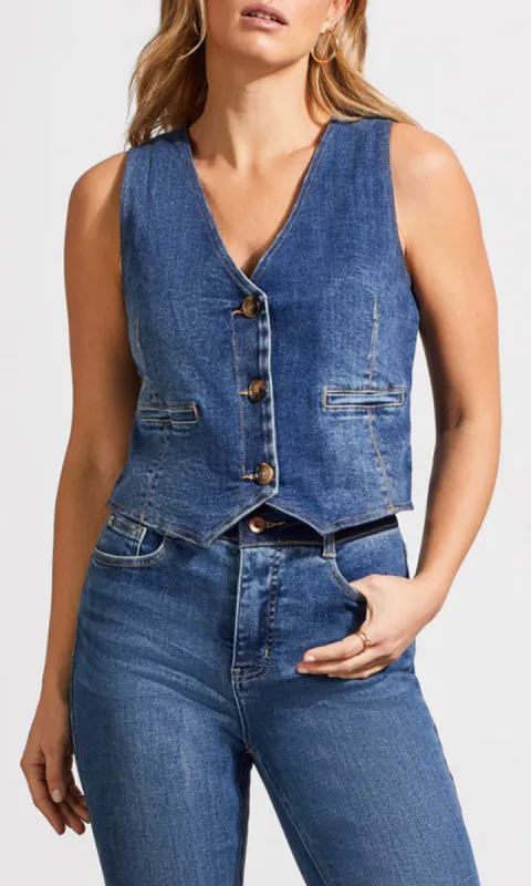 Denim Back Belt Vest sold by Revolution Boutique