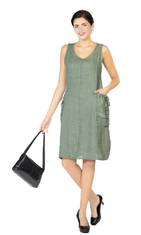 Ruched Pocket Linen Dress sold by Revolution