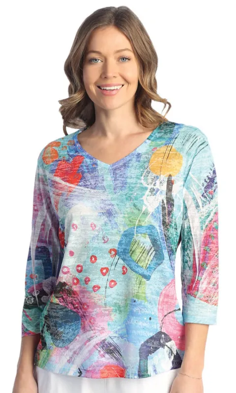 Cotton Blend V Neck Top sold by Revolution