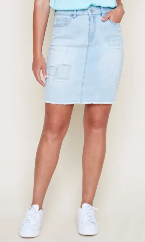 Patchwork Denim Skort sold by Revolution