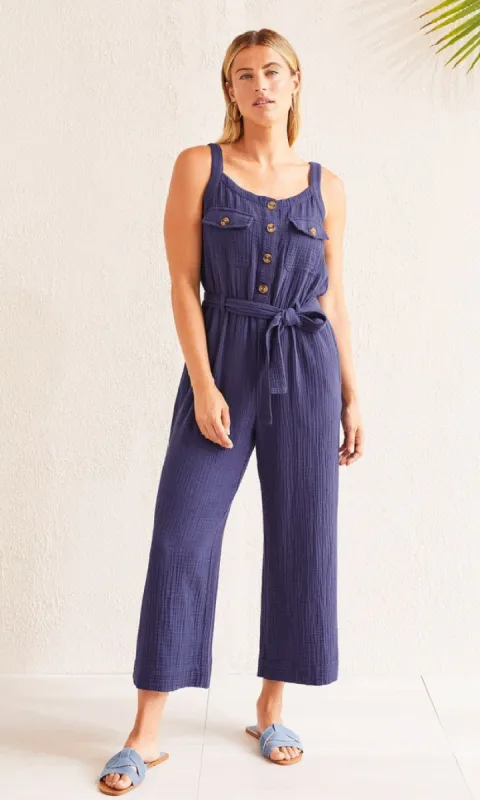 Cotton Gauze Belted Jumpsuit sold by Revolution