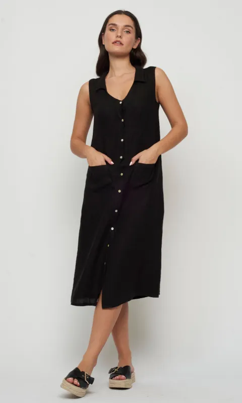 Linen Button Down Dress sold by Revolution