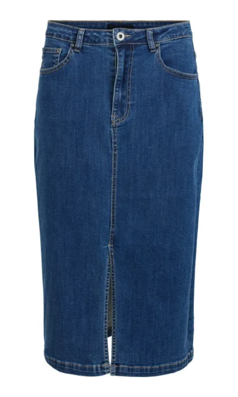 Denim Center Slit Skirt sold by Revolution