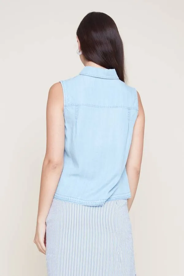 Tencel Collared Raw Hem Tank sold by Revolution product image thumbnail 3