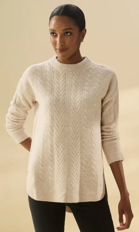 Cable Knit Hi Lo Tunic Sweater sold by Revolution Boutique