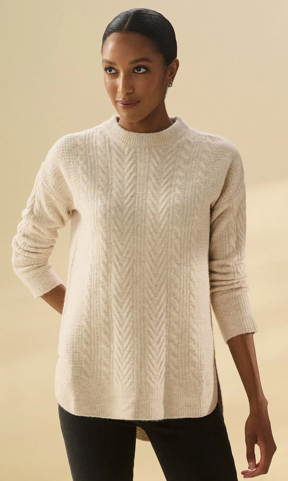 Cable Knit Hi Lo Tunic Sweater sold by Revolution Boutique