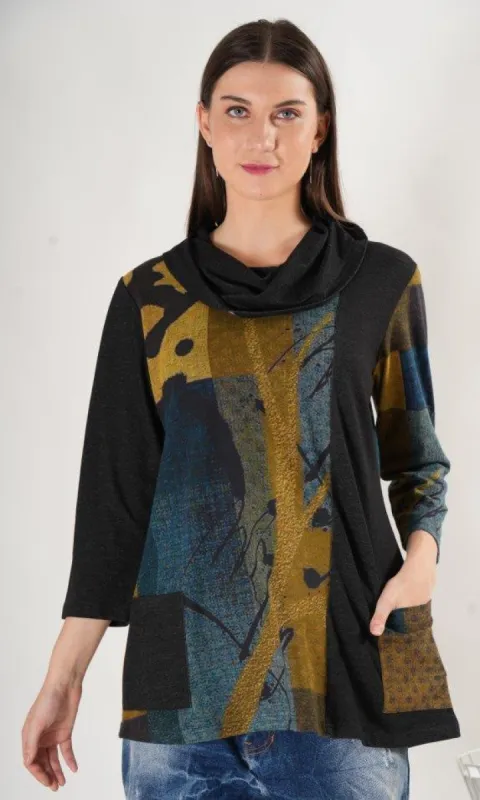 Cotton Drape Collar Tunic Top sold by Revolution Boutique