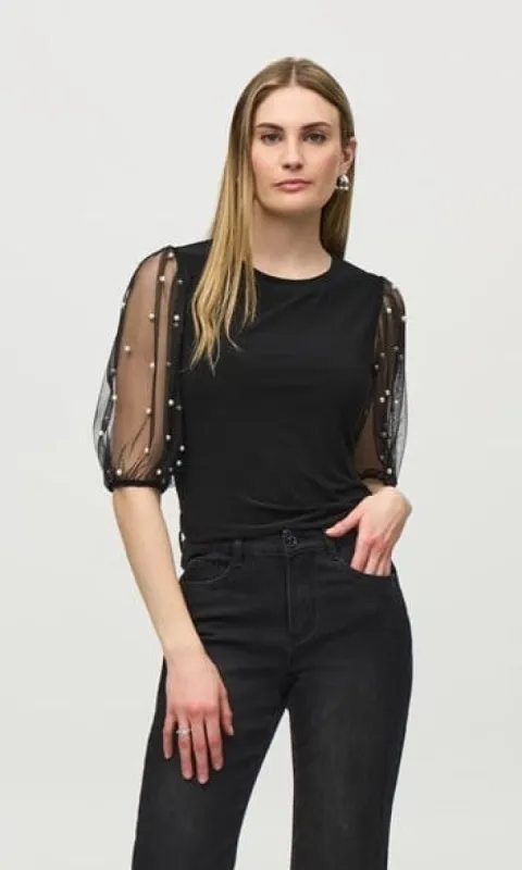 Ribkoff Pearl Puff Sleeve Top sold by Revolution Boutique
