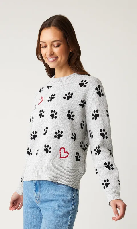 Crew Neck Paw Print Sweater sold by Revolution Boutique