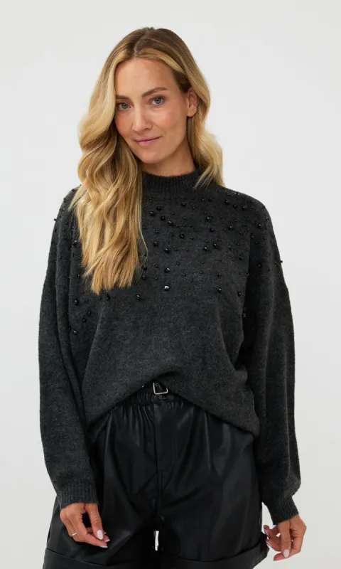 Mock Neck Beaded Sweater sold by Revolution Boutique