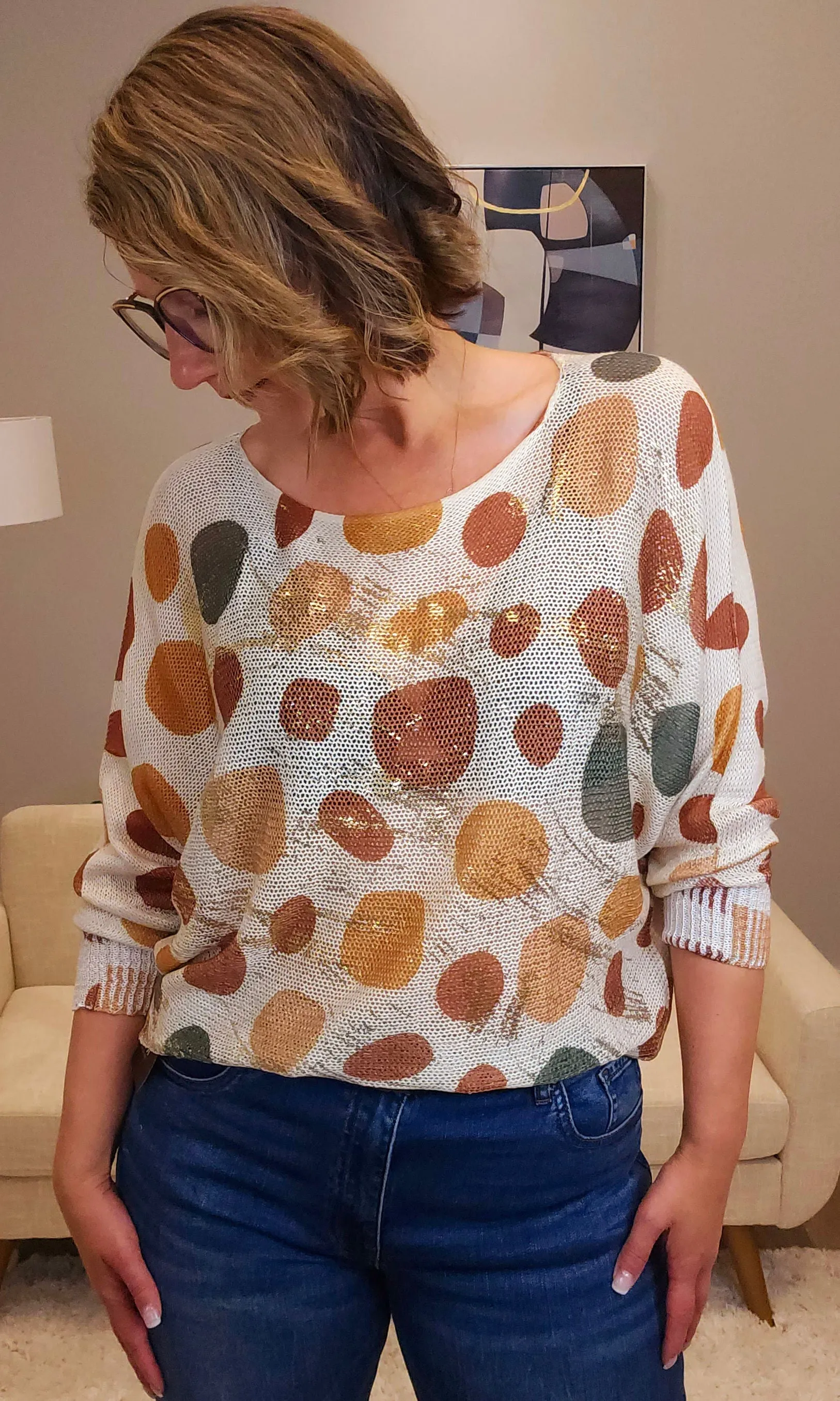 Metallic Detail Knit Dolman Top sold by Revolution Boutique