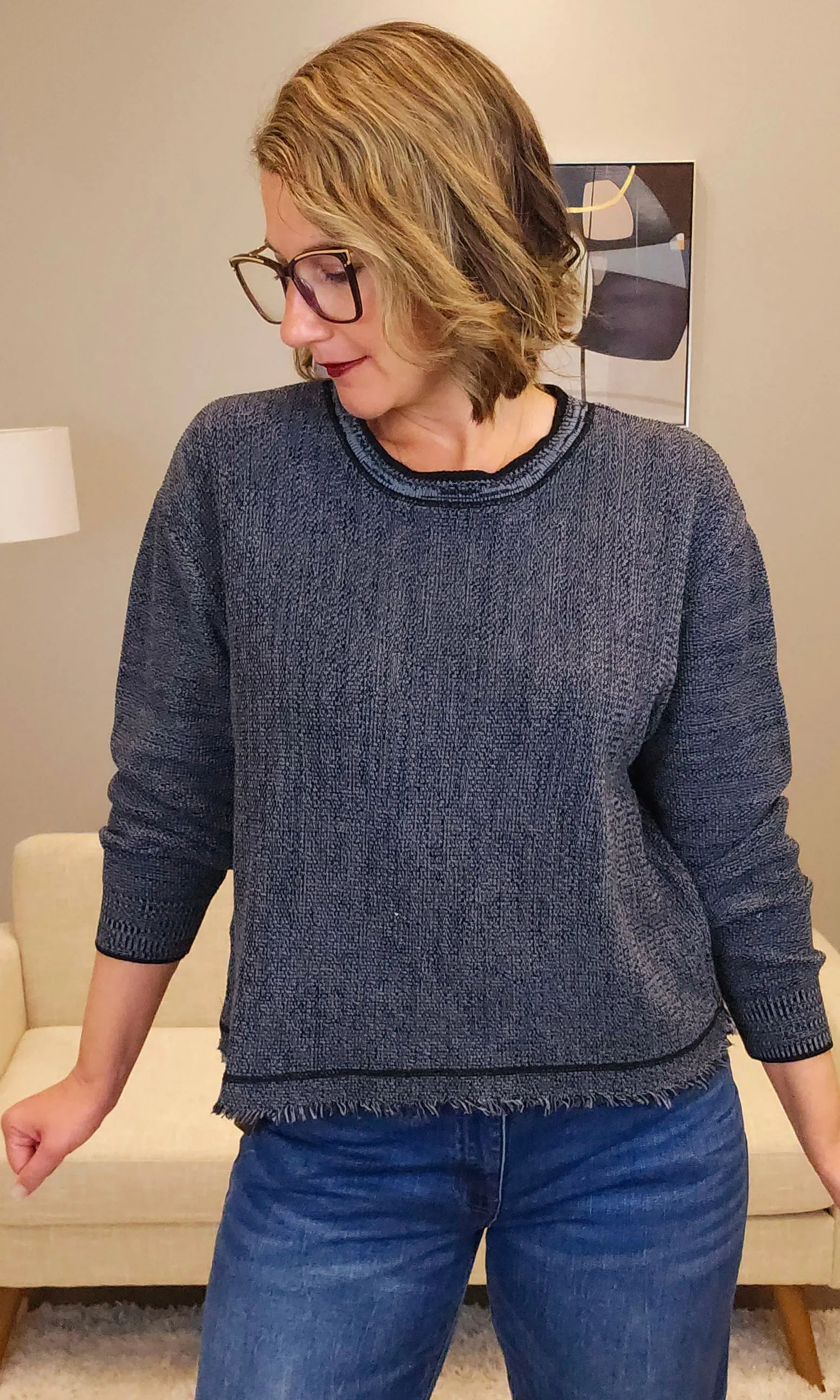 Cotton Frayed Hem Sweater sold by Revolution Boutique