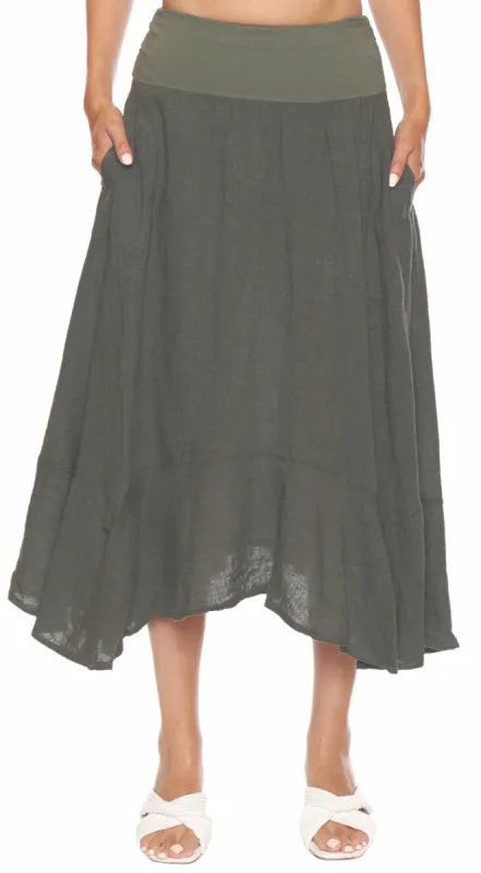 Linen Ruffle Hem Skirt sold by Revolution Boutique