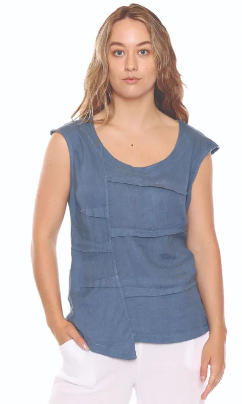 Cotton Panel Linen Tank Top sold by Revolution Boutique