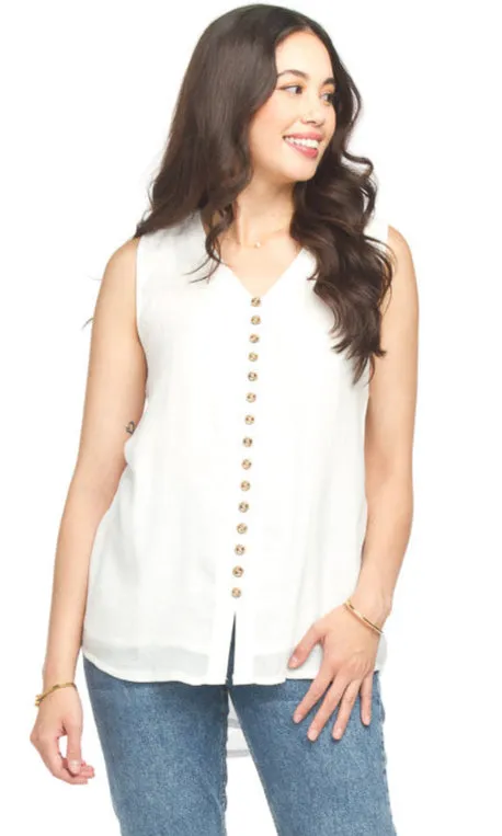 Lined Hi Lo Button Detail Tank sold by Revolution Boutique