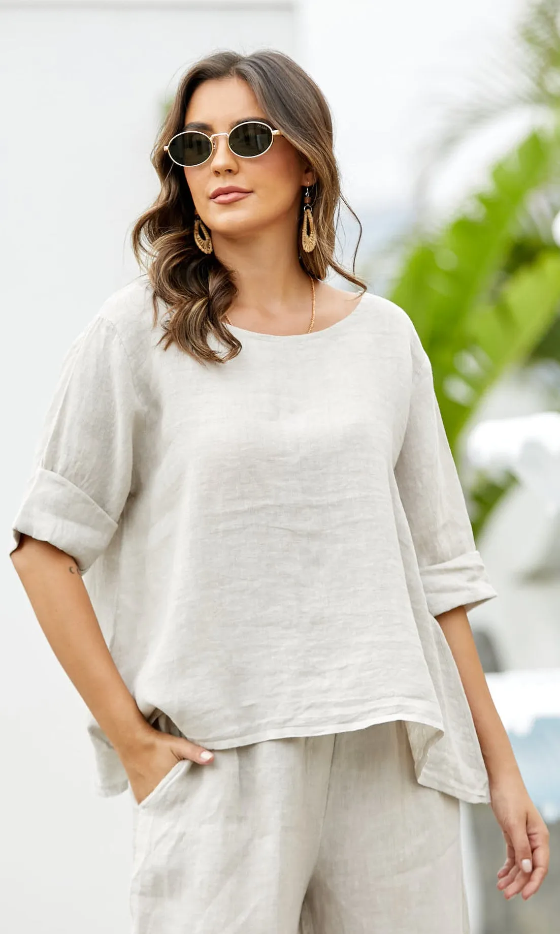 Linen Button Back Top sold by Revolution Boutique