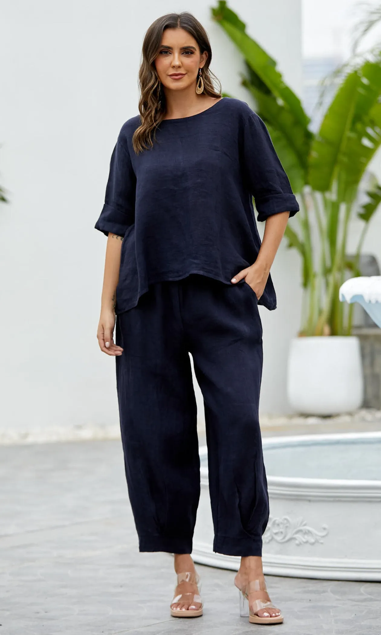 Linen Cuffed Hem Pant sold by Revolution Boutique product image thumbnail 3