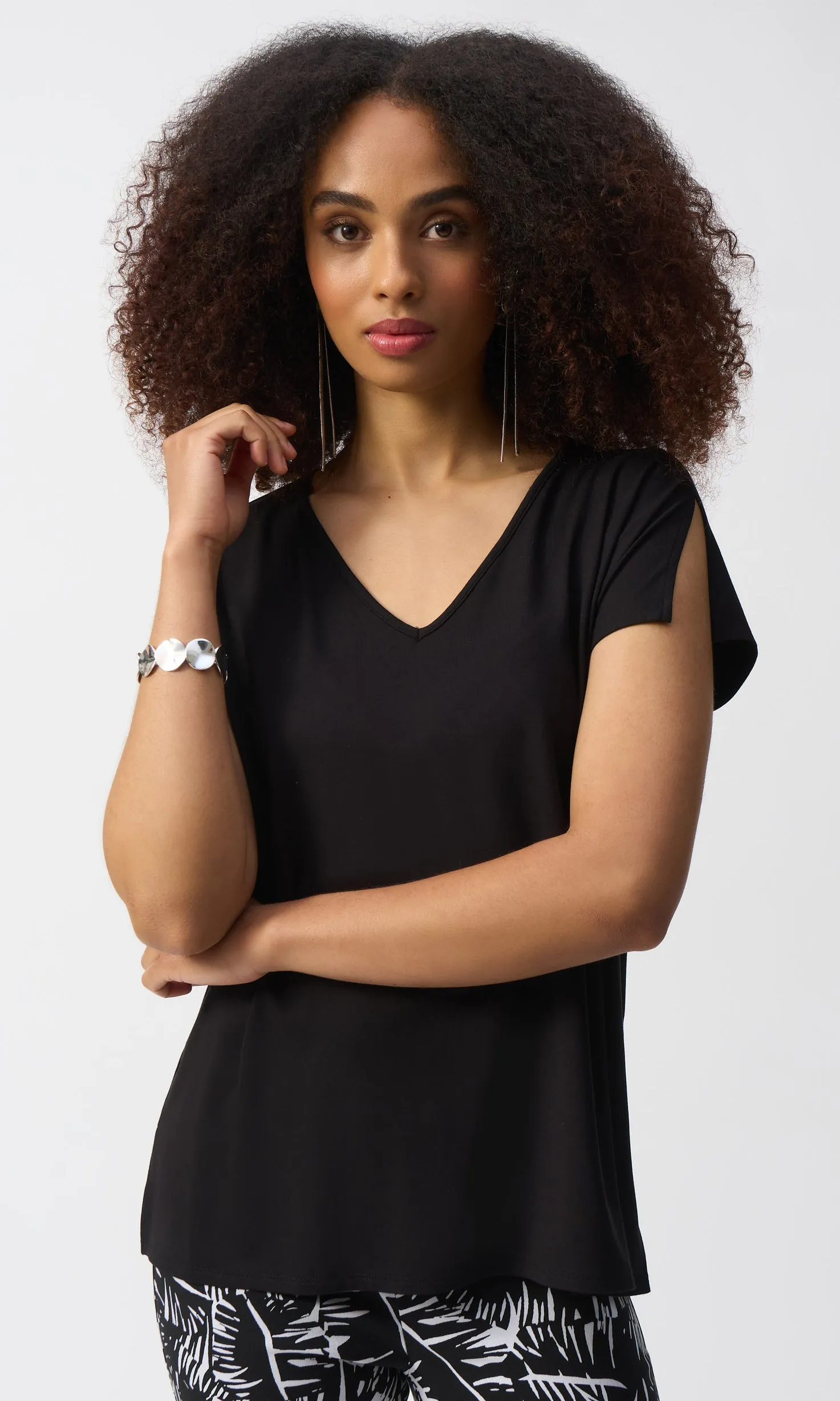 Ribkoff V-Neck Side Slit Top sold by Revolution Boutique