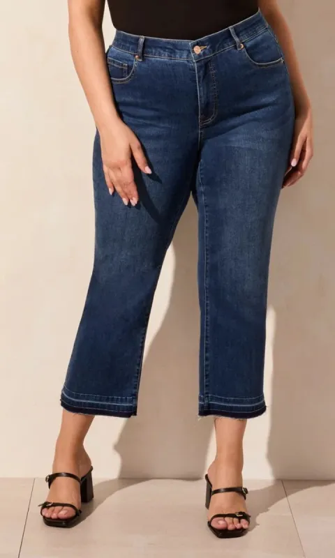Curvy Micro Flare Crop Denim sold by Revolution Boutique