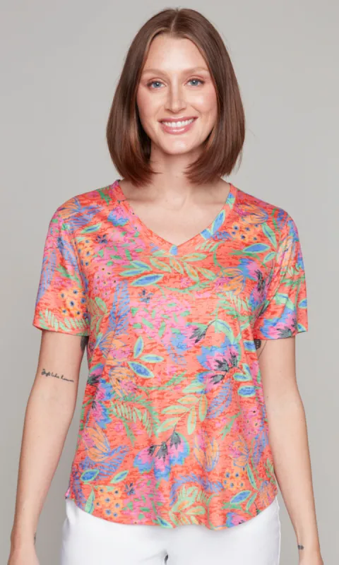 Hi Lo V-Neck Short Sleeve Top sold by Revolution Boutique