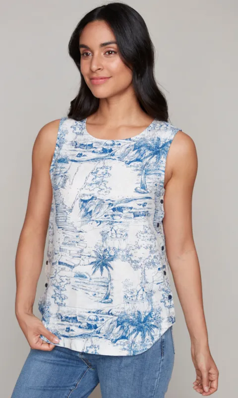 Linen Blend Side Button Top sold by Revolution Boutique