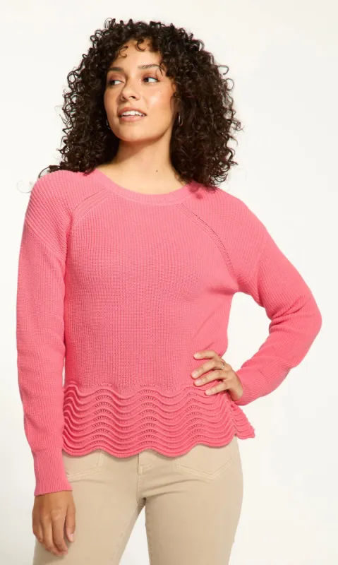 Cotton Scalloped Hem Ribbed Cuff Knit sold by Revolution Boutique