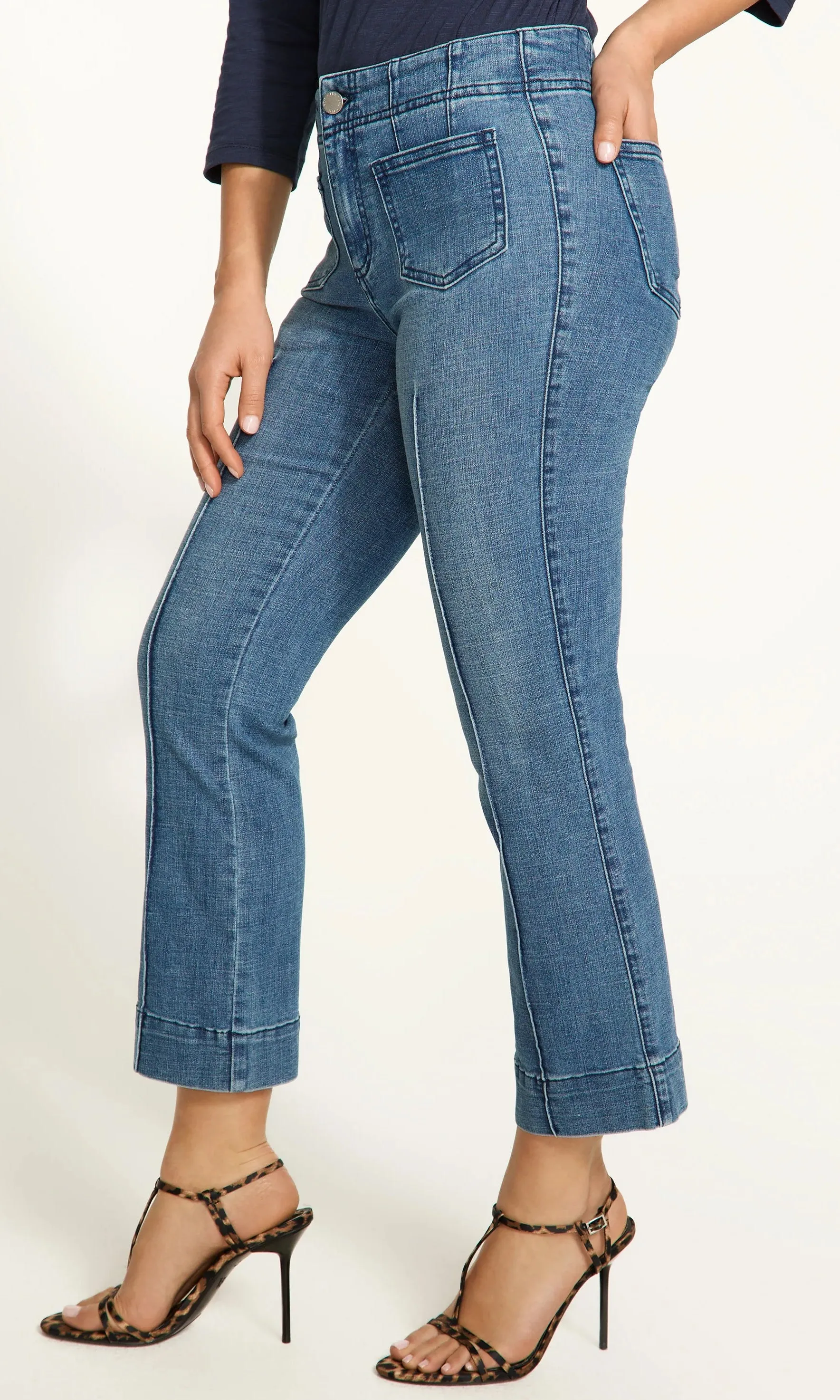 Midrise Wide Leg Raw Hem Denim sold by Revolution Boutique product image thumbnail 3