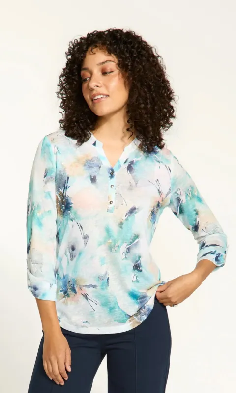 Hilo Notch Collar Abstract Top sold by Revolution Boutique