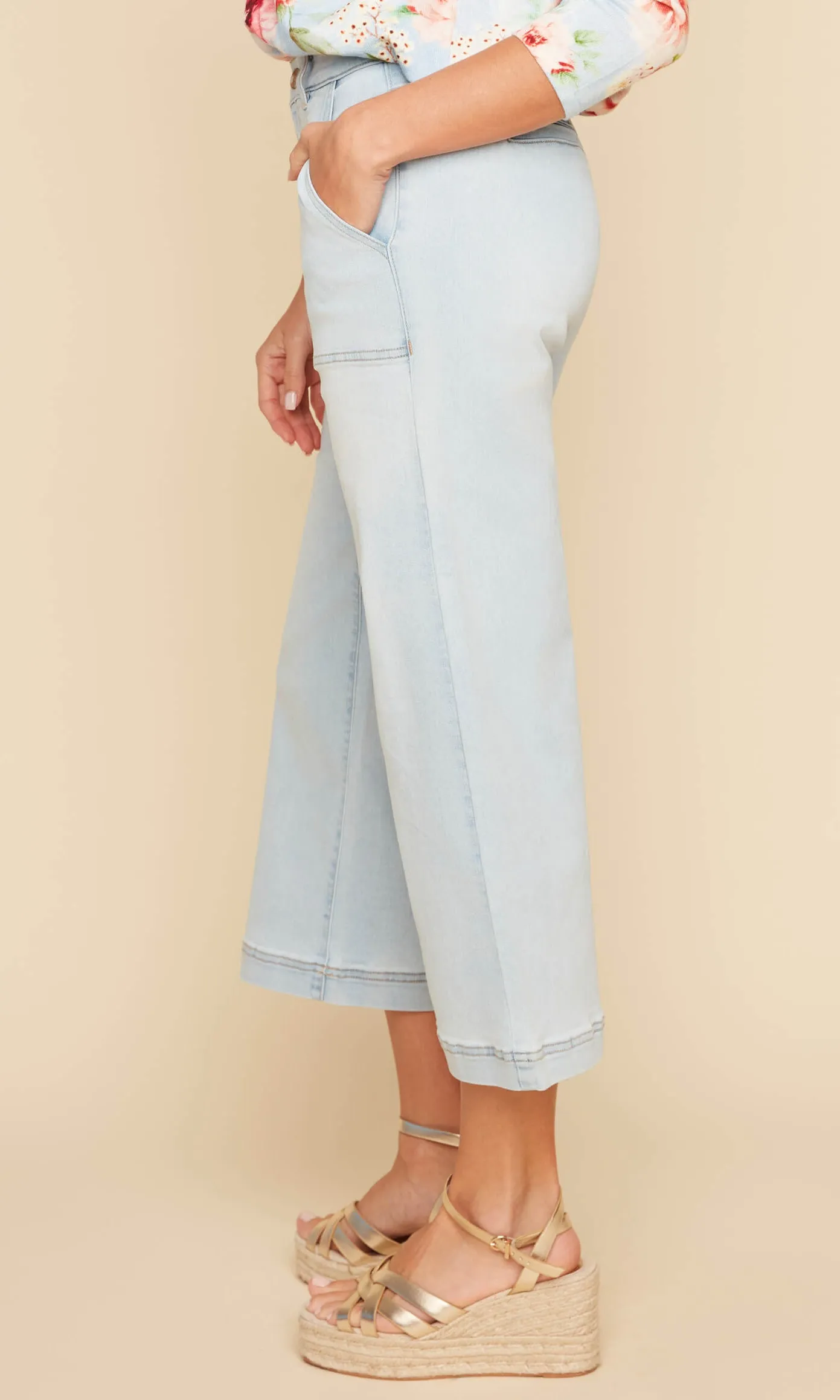 Hi Rise Wide Cropped Leg Denim sold by Revolution Boutique product image thumbnail 3