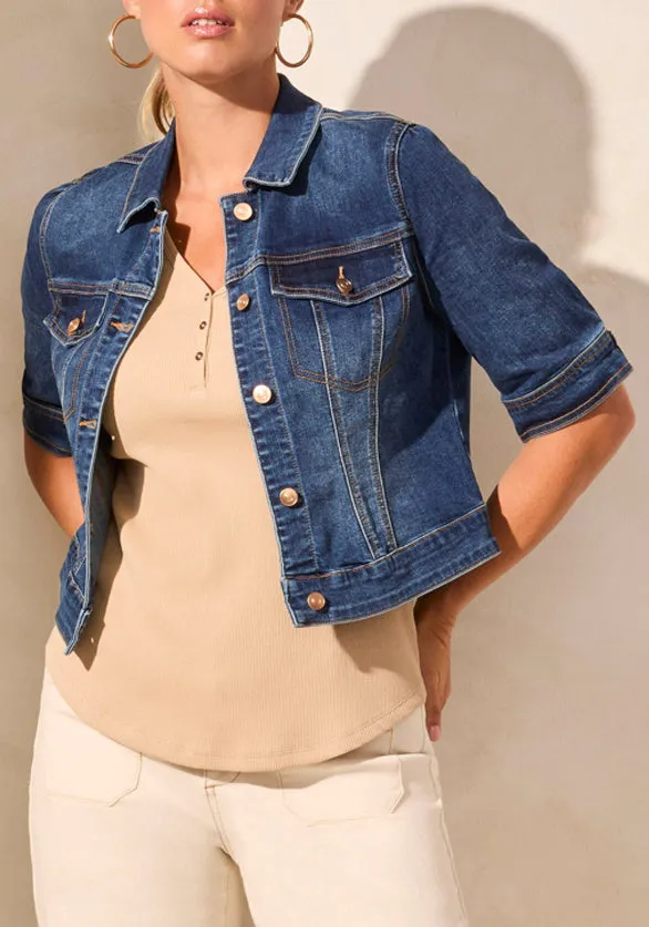 Elbow Sleeve Denim Jacket sold by Revolution Boutique