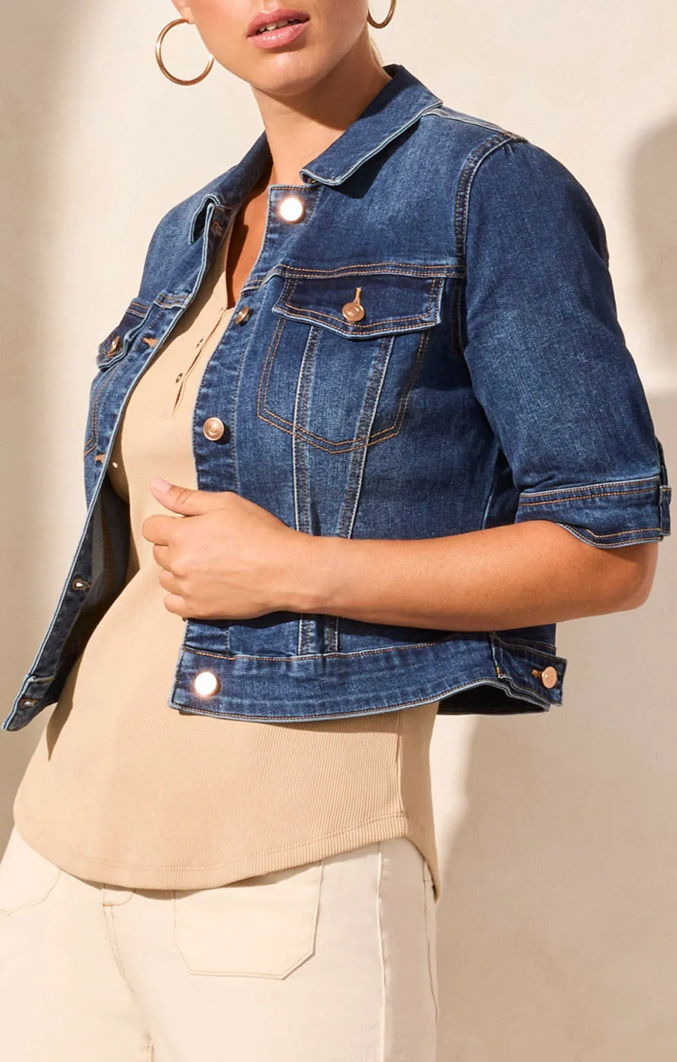 Elbow Sleeve Denim Jacket sold by Revolution Boutique product image thumbnail 5