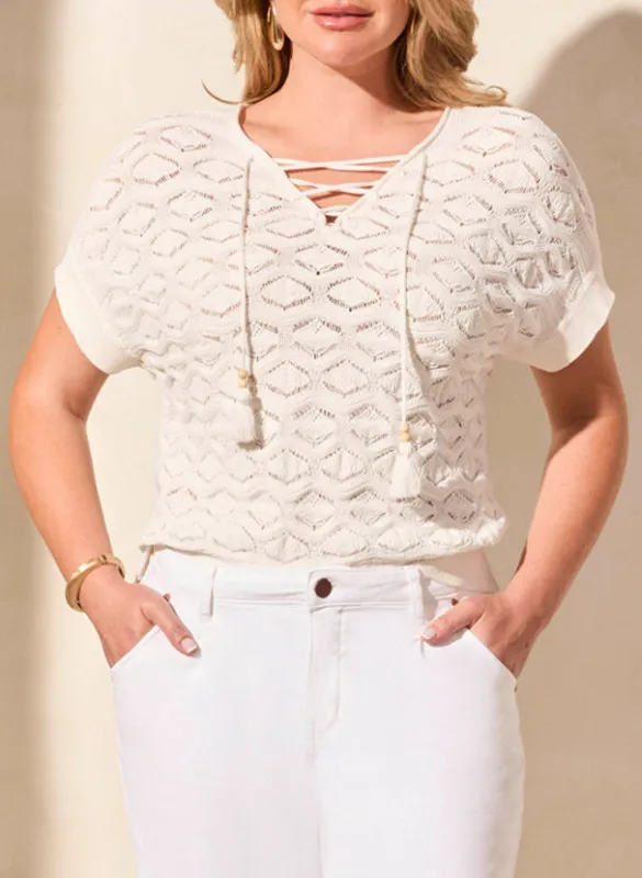 Sleeveless Lace Up Top W/Beads sold by Revolution Boutique