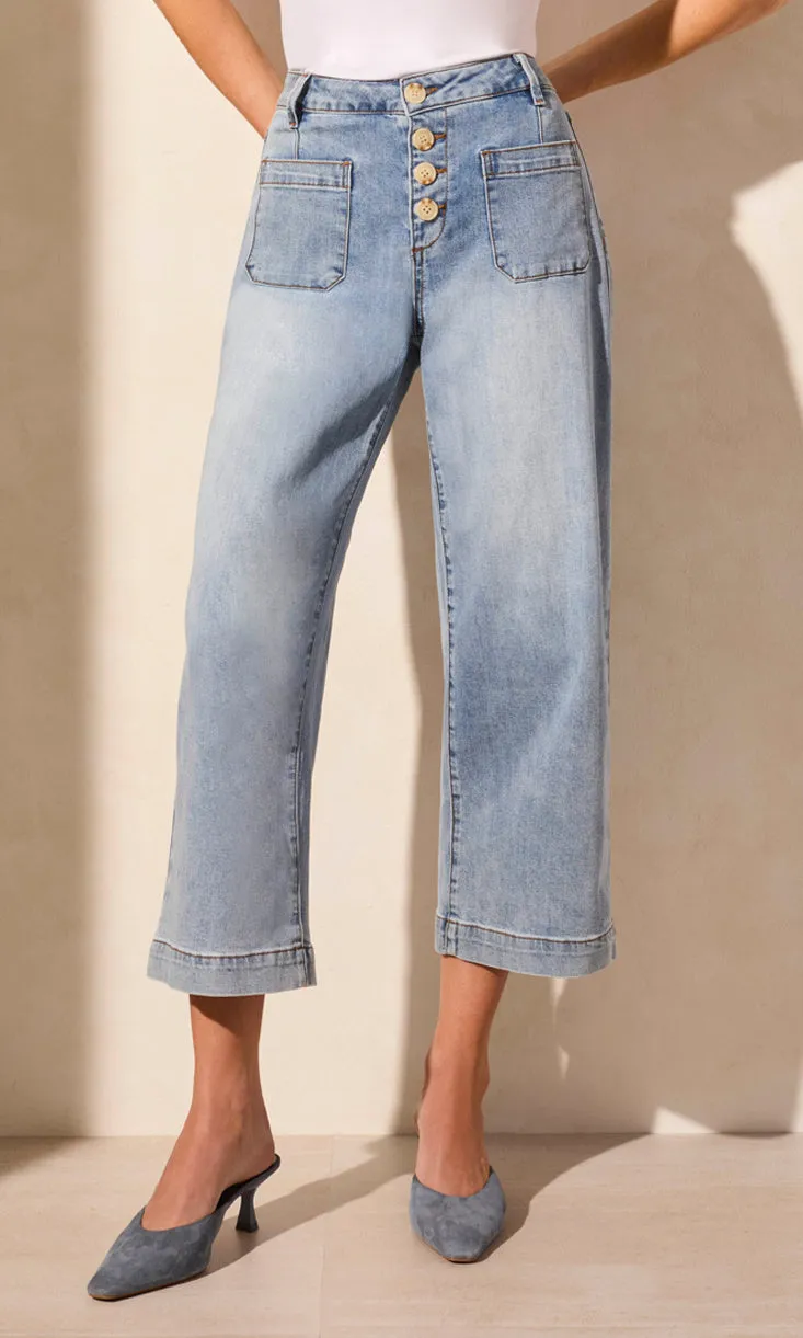 Crop Mid Rise Wide Leg Denim sold by Revolution Boutique product image thumbnail 3