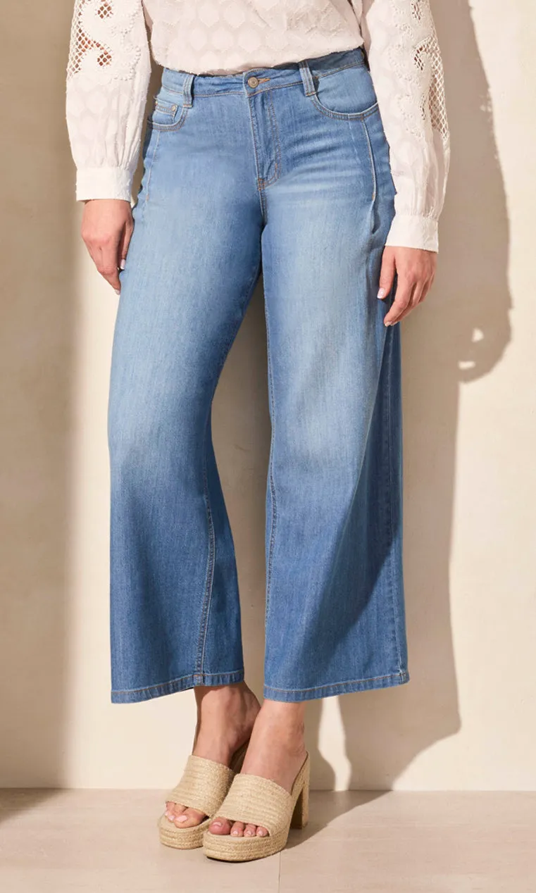 Pleated Wide Leg Denim sold by Revolution Boutique