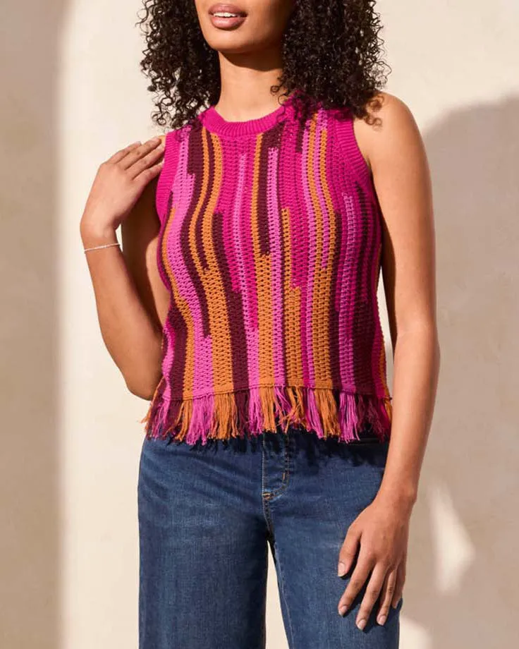 Crew Neck Fringed Hem Top sold by Revolution Boutique
