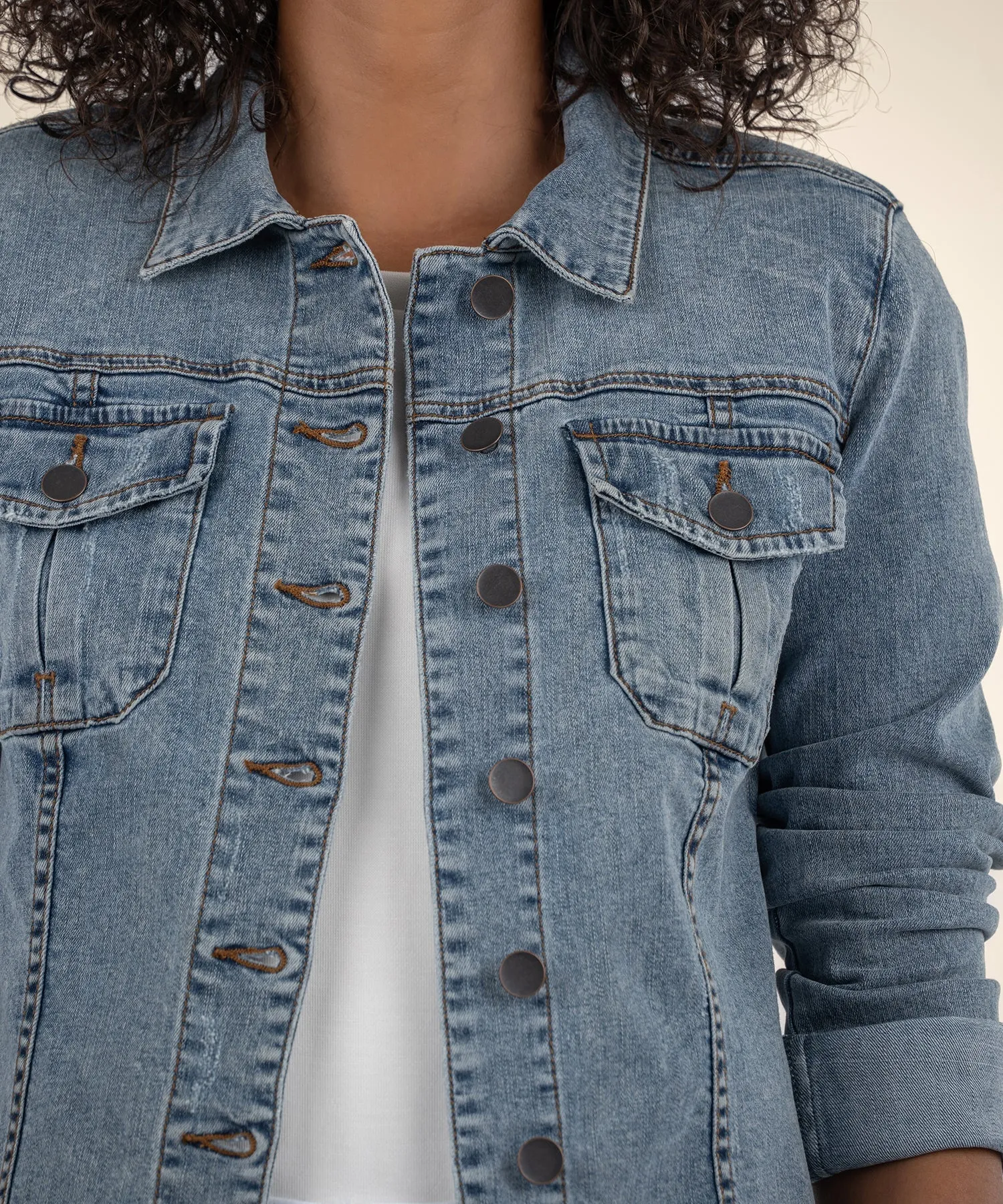 Cotton Frayed Hem Denim Jacket sold by Revolution Boutique product image thumbnail 3