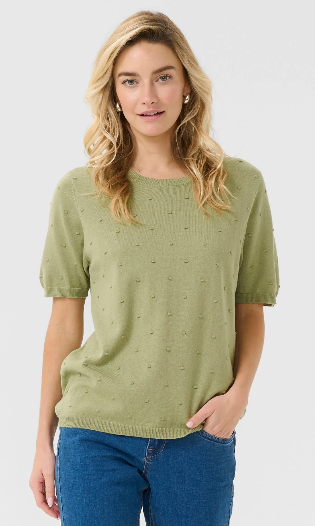 Cotton Blend Dot Detail Top sold by Revolution Boutique